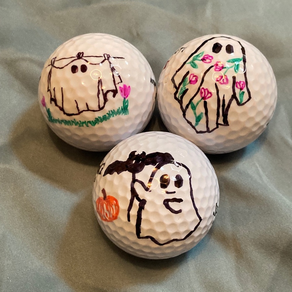 Hand drawn ghost golf balls